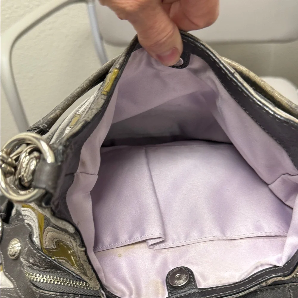 Coach Madison Mia Maggie Suede and Leather Patchwork Hobo Bag